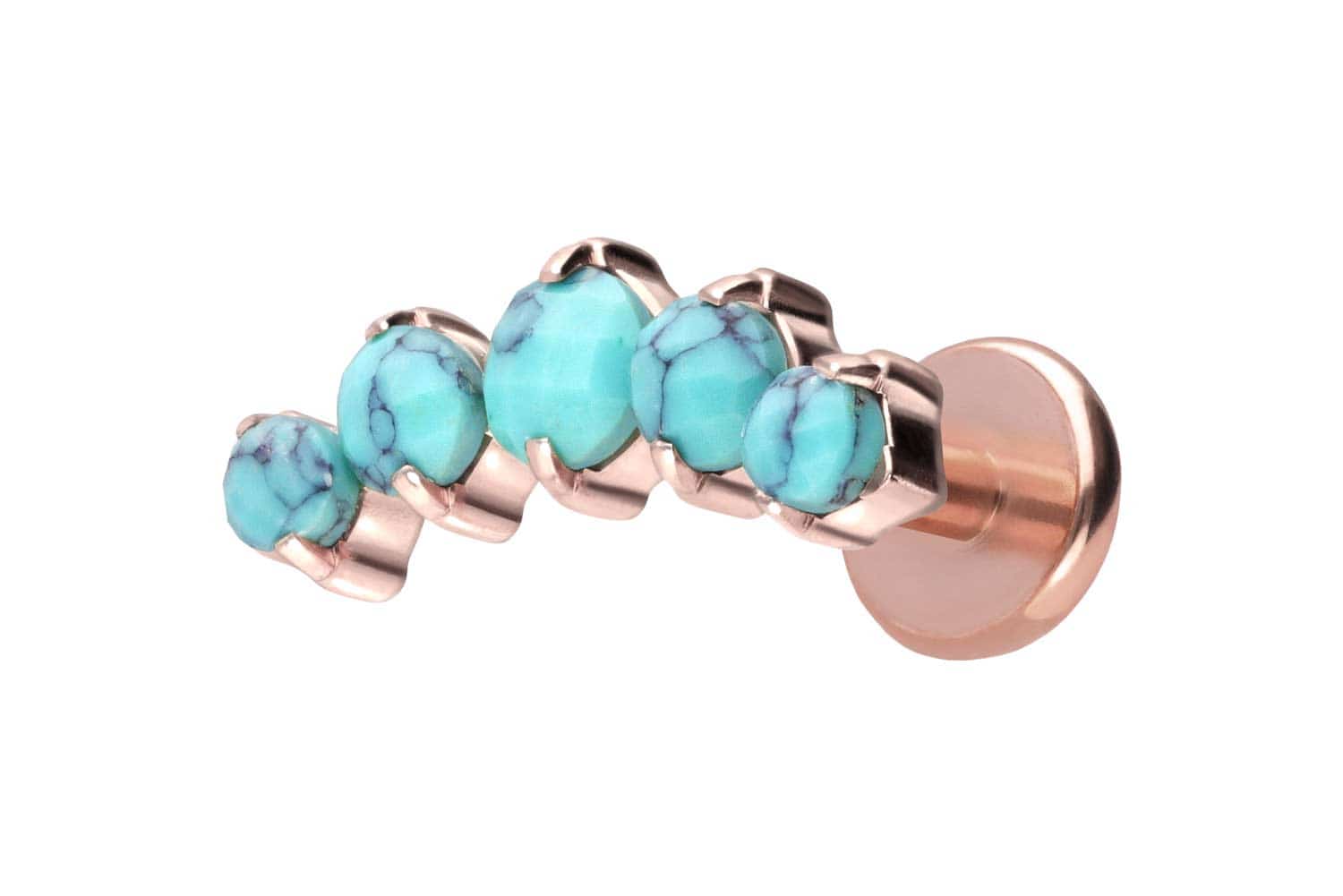 Titan Labret Piercing mit Push Fit 5 SYNTHETISCHE TÜRKISE